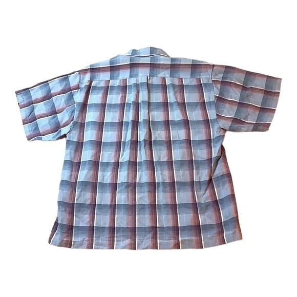 Tommy Bahama Short Sleeve Blue Plaid Shirt Button Down Mens Size L 100% Tencell - Picture 9 of 10